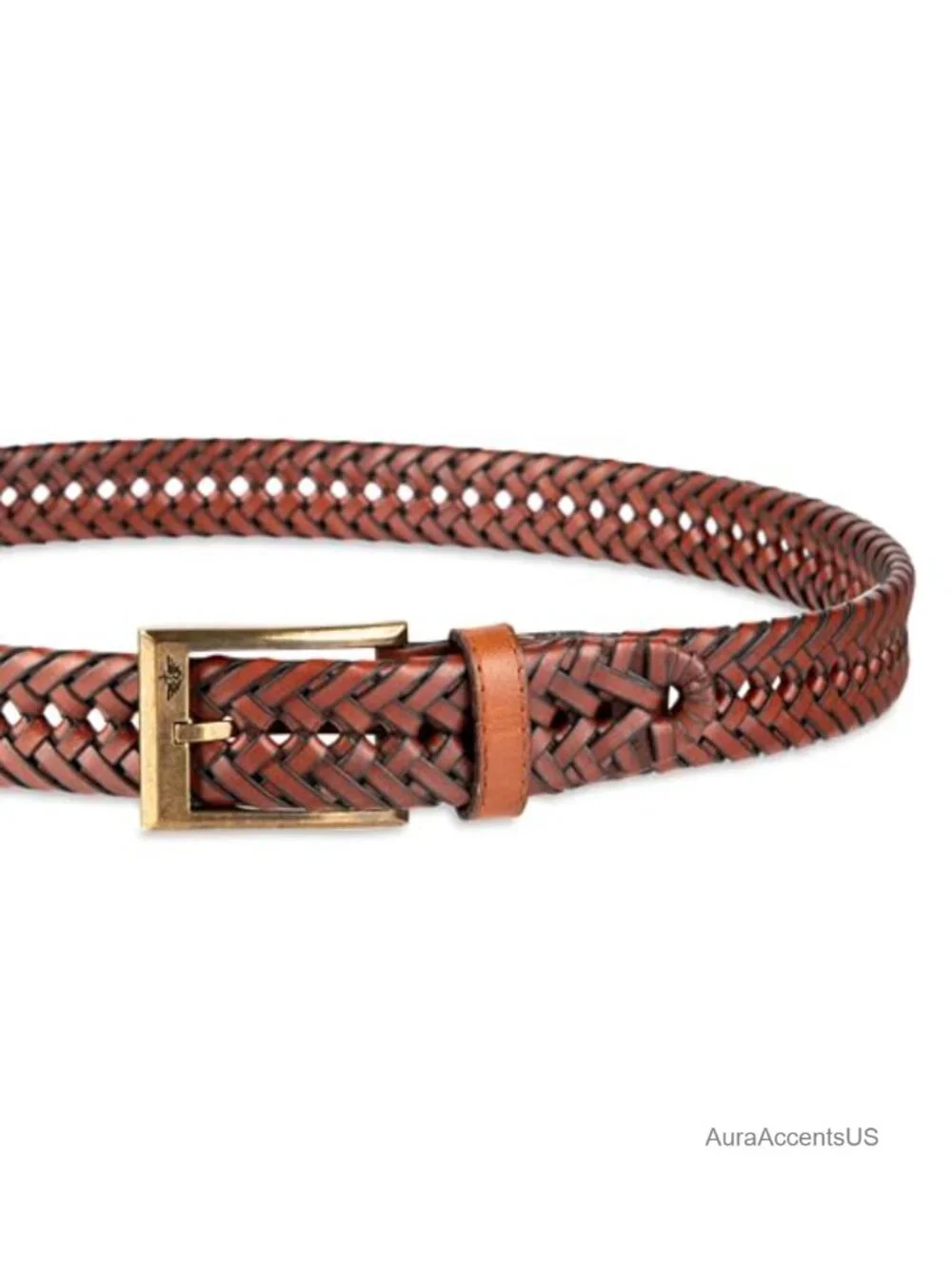 Men's Braided Leather Belt Fully Adjustable Casual Strap